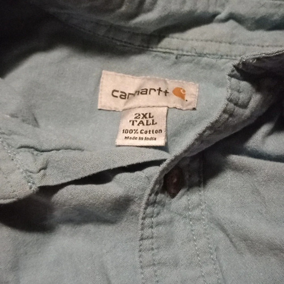 Carhartt 2XL men's short sleeved blue cotton shirt excellent condition - Picture 2 of 2